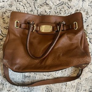 Michael Kors brown leather purse with gold details